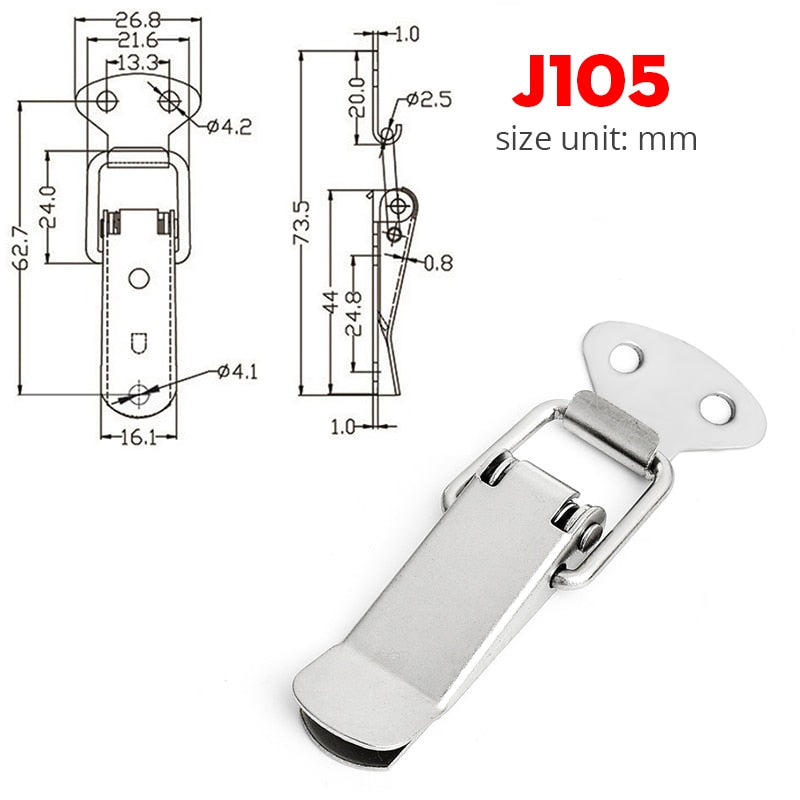 KAK Cabinet Boxes Spring Loaded Latch Catch Toggle Hasp Mild Steel Hasp For Sliding Door Simple Window Hardware Tool Box Lock