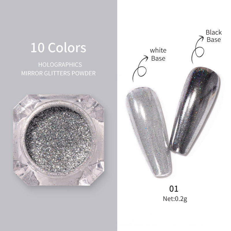 1Box Nail Mirror Glitter Powder Metallic Colorful Dust Metal Effect Nail Glitter Gold Nail Art UV Gel Polish Chrome Flakes Dust