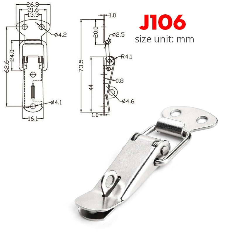 KAK Cabinet Boxes Spring Loaded Latch Catch Toggle Hasp Mild Steel Hasp For Sliding Door Simple Window Hardware Tool Box Lock