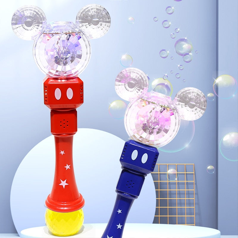 Disney New Cartoon Minnie Bubble Machine Electric Bubble Stick Toy Mickey Mouse Boys Girls Party Children Toys Birthday Gift