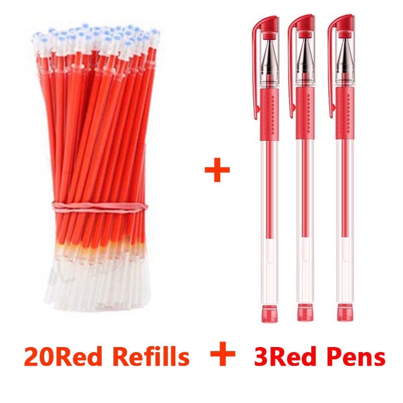 30PCS Gel Pen Set School supplies Black Blue Red ink Color 0.5mm Ballpoint pen Kawaii pen Students School Office Stationery