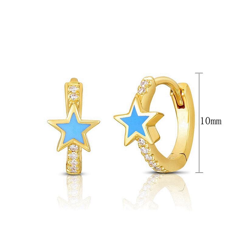 2022 Trend Blue Turquoises Series Hoop Earrings 925 Sterling Silver Ear Needle Small Earrings For Women Delicate Jewelry Pendant