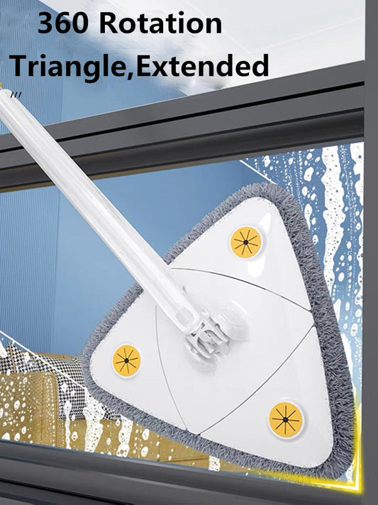 NEW Extended Triangle Mop 360 Twist Squeeze Wringing XType Window Glass Toilet Bathrrom Floor Household Cleaning Ceiling Dusting