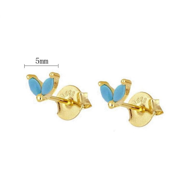 2022 Trend Blue Turquoises Series Hoop Earrings 925 Sterling Silver Ear Needle Small Earrings For Women Delicate Jewelry Pendant