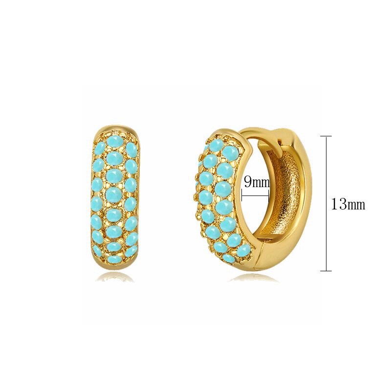 2022 Trend Blue Turquoises Series Hoop Earrings 925 Sterling Silver Ear Needle Small Earrings For Women Delicate Jewelry Pendant