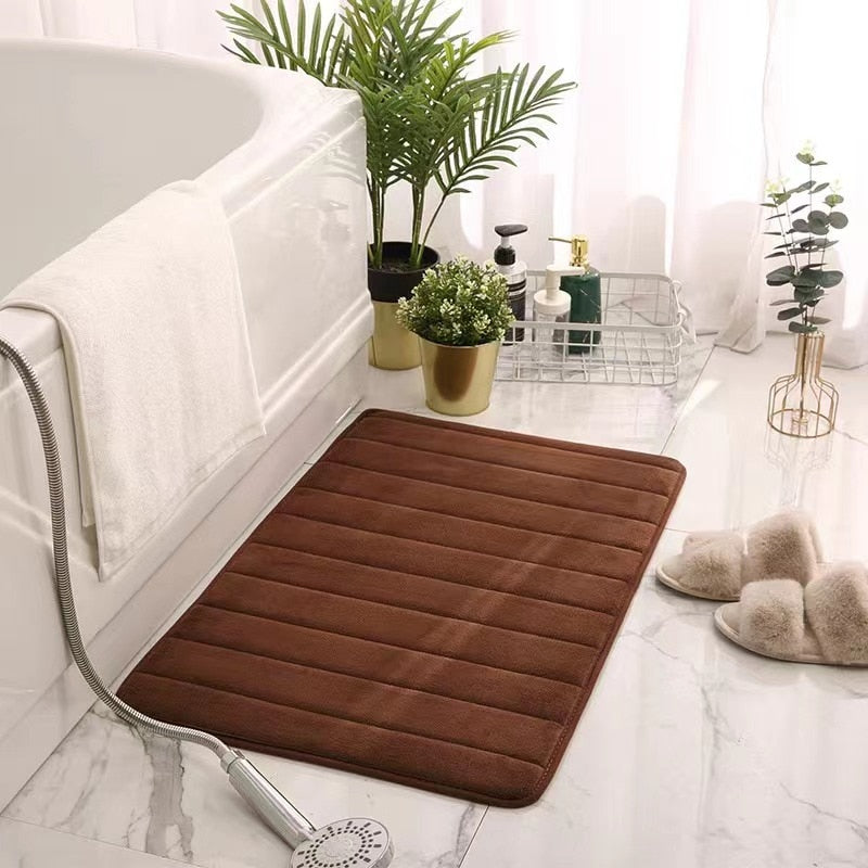 Cobblestone Embossed Bathroom Bath Mat Coral Fleece Non-slip Carpet In Bathtub Floor Rug Shower Room Doormat Memory Foam Pad