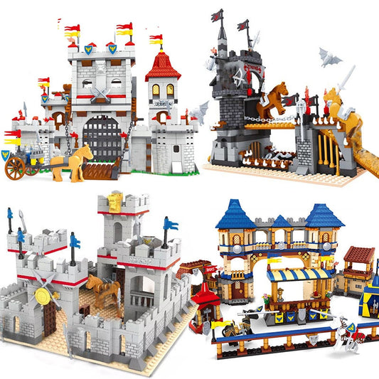 Medieval knight castle victories royal tower brick horse princess kingdoms military sets building blocks toys birthday gifts