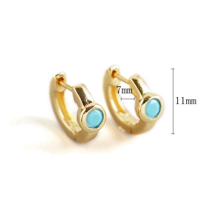 2022 Trend Blue Turquoises Series Hoop Earrings 925 Sterling Silver Ear Needle Small Earrings For Women Delicate Jewelry Pendant