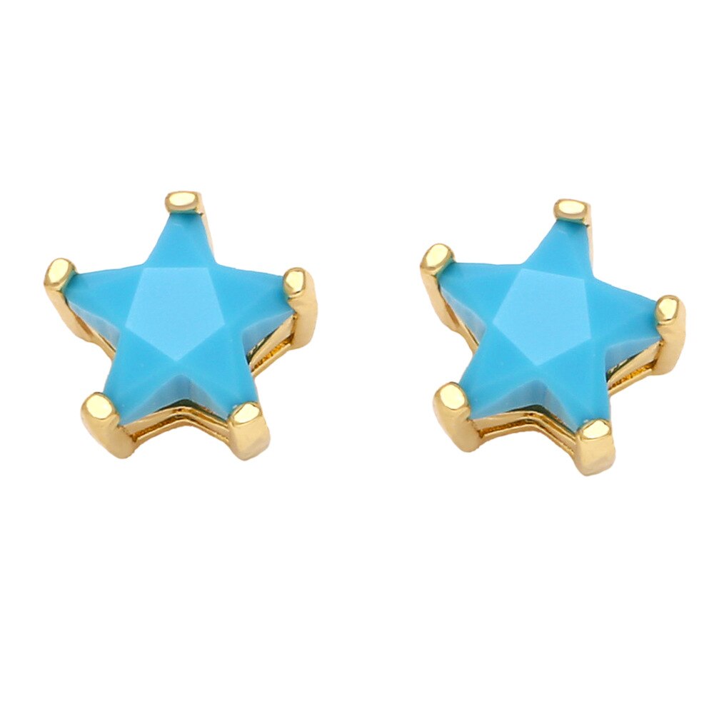 2022 Trend Blue Turquoises Series Hoop Earrings 925 Sterling Silver Ear Needle Small Earrings For Women Delicate Jewelry Pendant