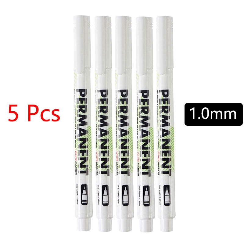 White Marker Pens set 2.0mm Oily Waterproof White Gel Pen DIY Graffiti Sketching Marker Stationery Writing School Supplies brush