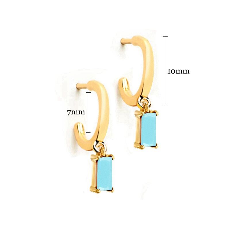 2022 Trend Blue Turquoises Series Hoop Earrings 925 Sterling Silver Ear Needle Small Earrings For Women Delicate Jewelry Pendant