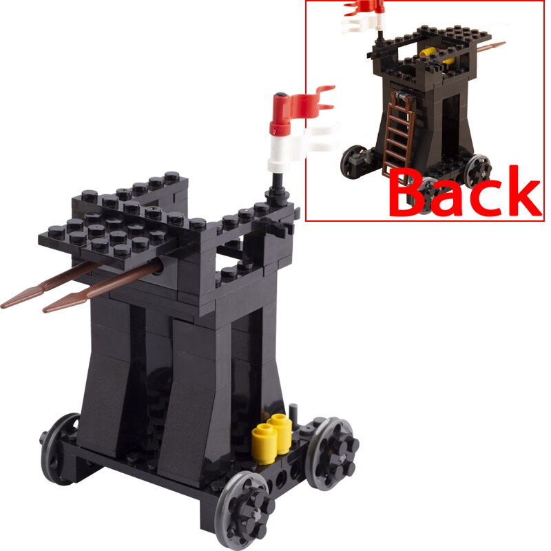 Medieval Castle Wall Model Building Blocks Ancient Military Siege Weapons Tent Watchtower Chariot Bonfire Carriage Bricks Toys