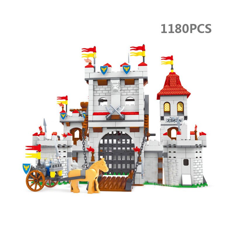 Medieval knight castle victories royal tower brick horse princess kingdoms military sets building blocks toys birthday gifts