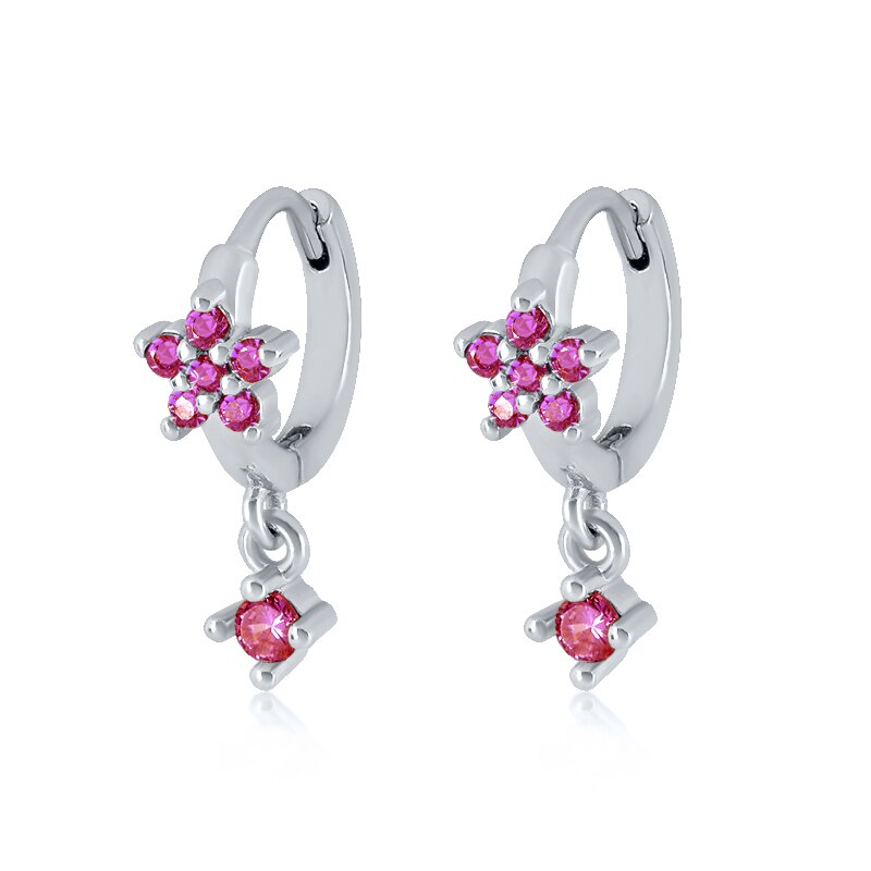 925 Sterling Silver Ear Needle Butterfly Hoop Earrings Colorful Crystal Animal Pendant Earrings for Women Party Fashion Jewelry
