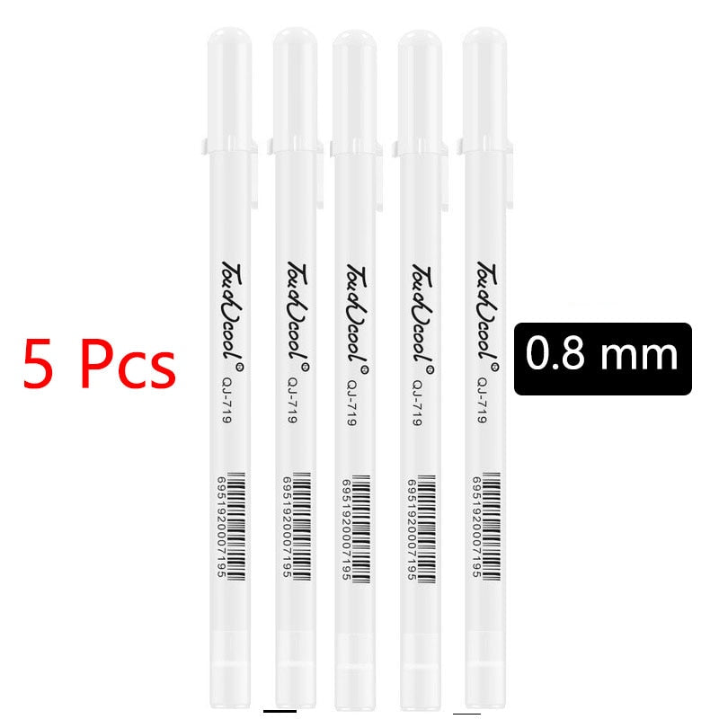 White Marker Pens set 2.0mm Oily Waterproof White Gel Pen DIY Graffiti Sketching Marker Stationery Writing School Supplies brush