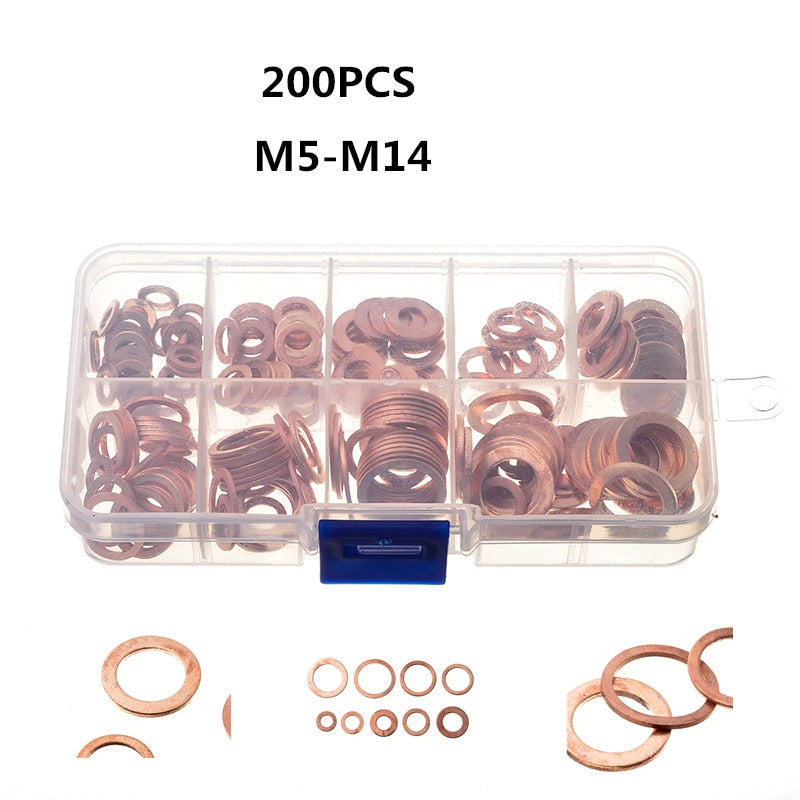 280/200/120/100Pcs Copper Sealing Solid Gasket Washer Sump Plug Oil For Boat Crush Flat Seal Ring Tool Hardware Accessories