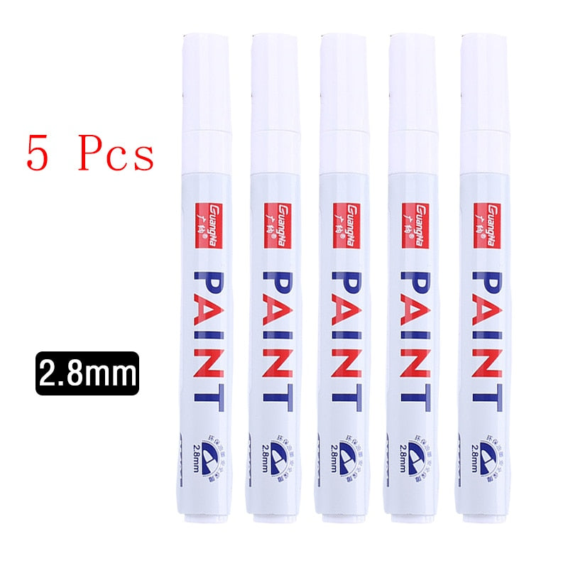 White Marker Pens set 2.0mm Oily Waterproof White Gel Pen DIY Graffiti Sketching Marker Stationery Writing School Supplies brush