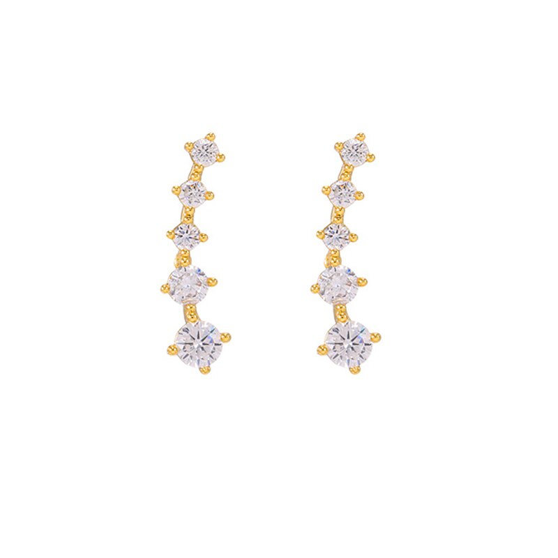 2PCS New Fashion Gold Color Crystal Zirconia Chain Hoop Earrings Women Small Pendant Star Ear Cartilage Earring Piercing Jewelry