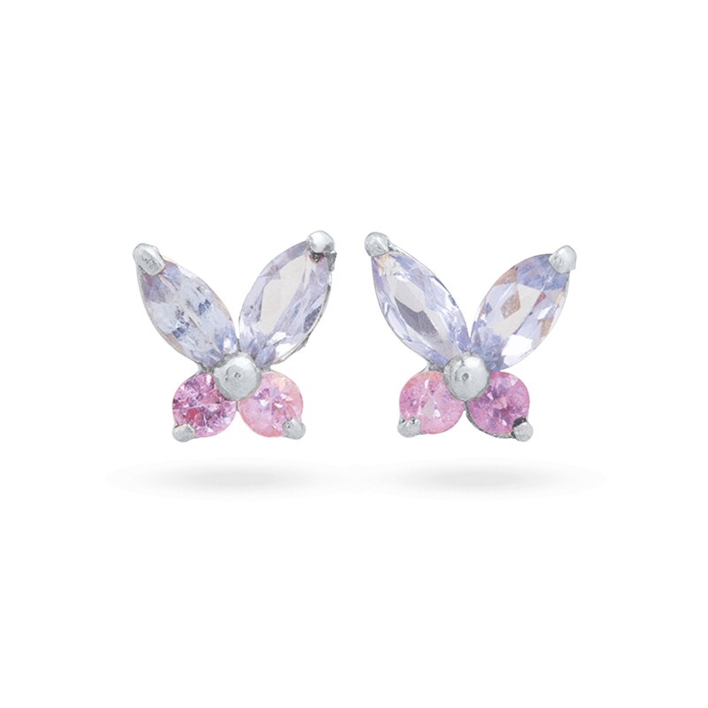 925 Sterling Silver Ear Needle Butterfly Hoop Earrings Colorful Crystal Animal Pendant Earrings for Women Party Fashion Jewelry