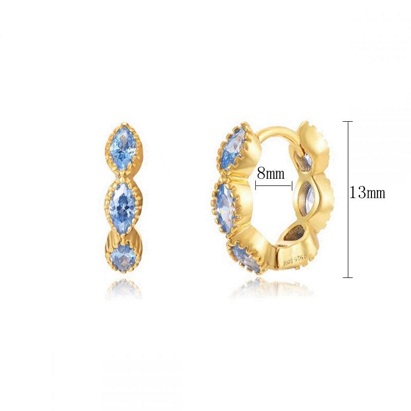 2022 Trend Blue Turquoises Series Hoop Earrings 925 Sterling Silver Ear Needle Small Earrings For Women Delicate Jewelry Pendant