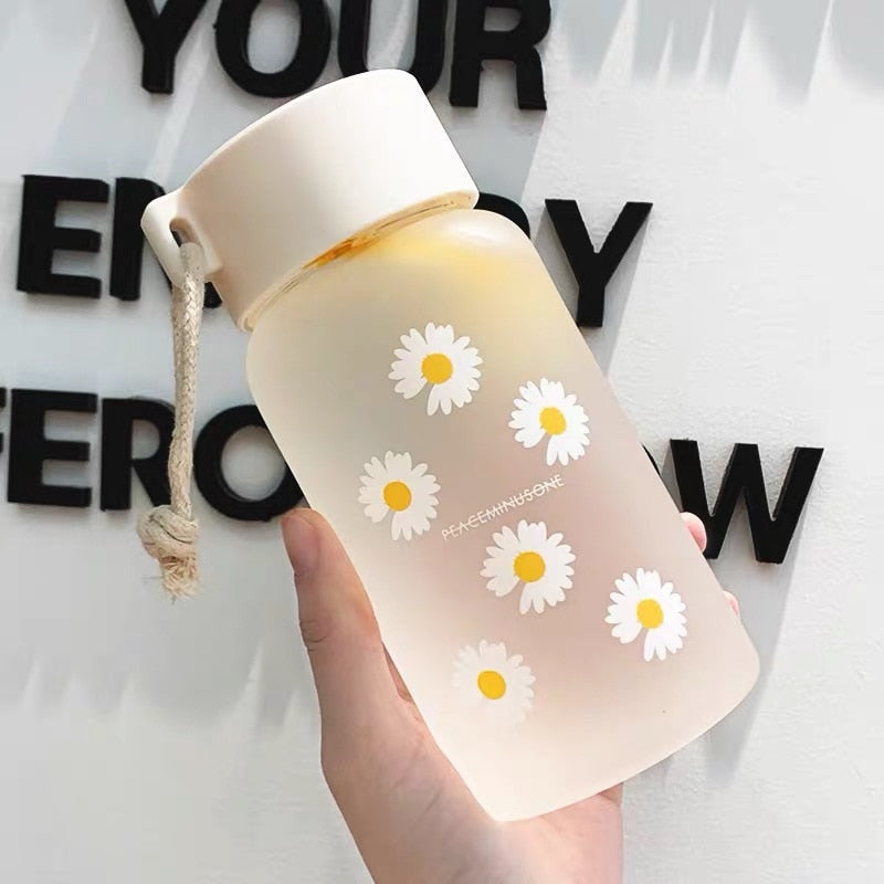 500ml Plastic Water Bottles for Girls Creative Frosted Drink Kawaii Sports Transparent Water Bottle with Portable Travel Tea Cup
