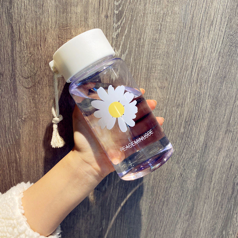500ml Plastic Water Bottles for Girls Creative Frosted Drink Kawaii Sports Transparent Water Bottle with Portable Travel Tea Cup