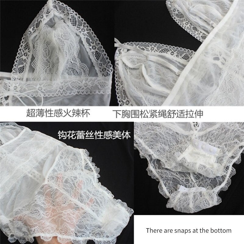 Erotic Lingerie Bodysuit Sexy Lace Pajamas Female Open Crotch Jumpsuit Hollow Porno Costume Sexy Women Underwaist 2023 New