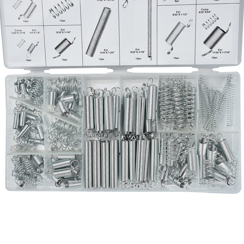 200/150/100/50Pcs Storage Box Accessories Extension And Compression Coil Portable Hardware Tool Spring Set Metal Steel Assorted
