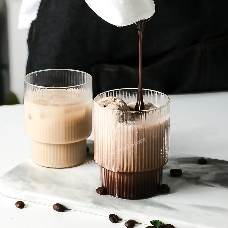 6/4/2/1Pcs American Coffee Mug Heat-Resistant Glass Cups Transparent Tea Mug Water Cup for Drinking Milk Beertea Juice Tumblers