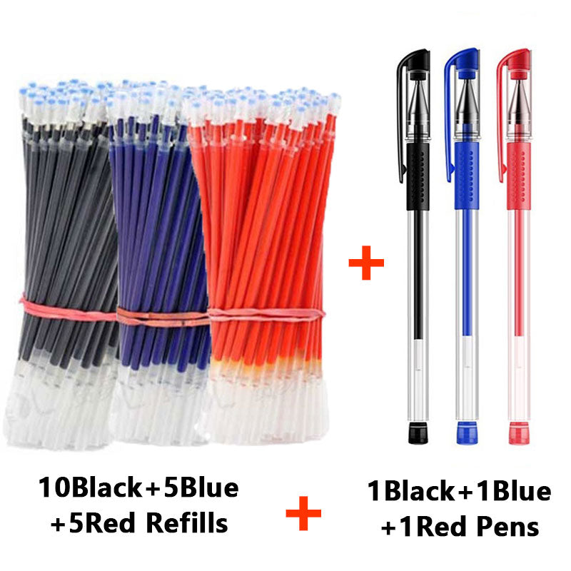 30PCS Gel Pen Set School supplies Black Blue Red ink Color 0.5mm Ballpoint pen Kawaii pen Students School Office Stationery
