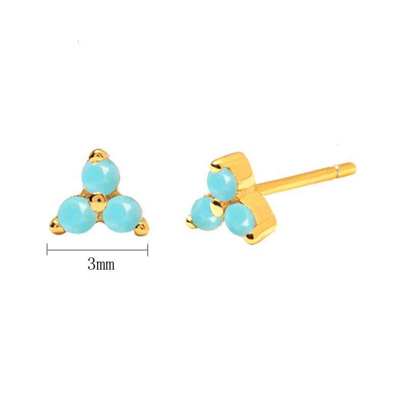 2022 Trend Blue Turquoises Series Hoop Earrings 925 Sterling Silver Ear Needle Small Earrings For Women Delicate Jewelry Pendant