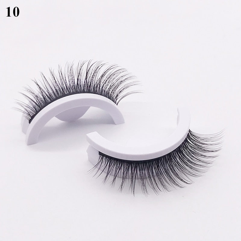 1Pair Reusable Self-adhesive False Eyelashes 3D Mink Lashes Glue-free Eyelash Extension 3 Seconds to Wear No Glue Needed Lashes