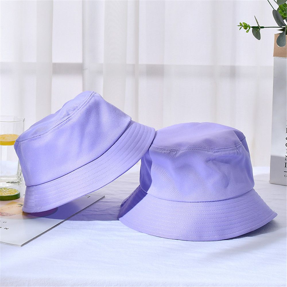 Cotton Summer Foldable Bucket Hat Unisex Women Outdoor Sunscreen Hat Pure Color Fishing Hunting Cap Men Basin Chapeau Beach Cap