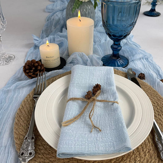 4PCS Decoration Mariage Gauze Crepe Cloth Napkins Pure Cotton Fabric Wedding Decor Everyday Use Dinner Tea Towel Table Village
