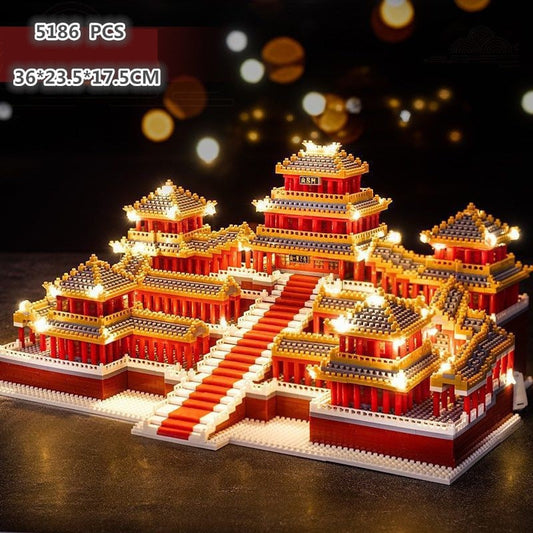 5184pcs World Architecture Ancient Epang Palace Model Building Blocks 3D Mini Diamond Blocks Bricks DIY Toys With String Light