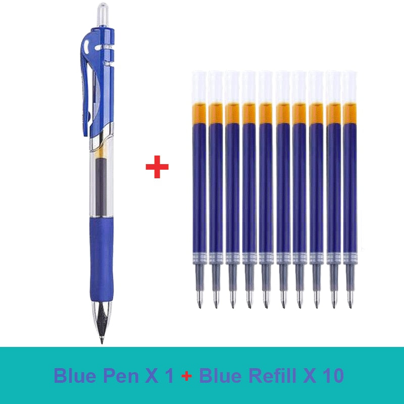 30PCS Gel Pen Set School supplies Black Blue Red ink Color 0.5mm Ballpoint pen Kawaii pen Students School Office Stationery