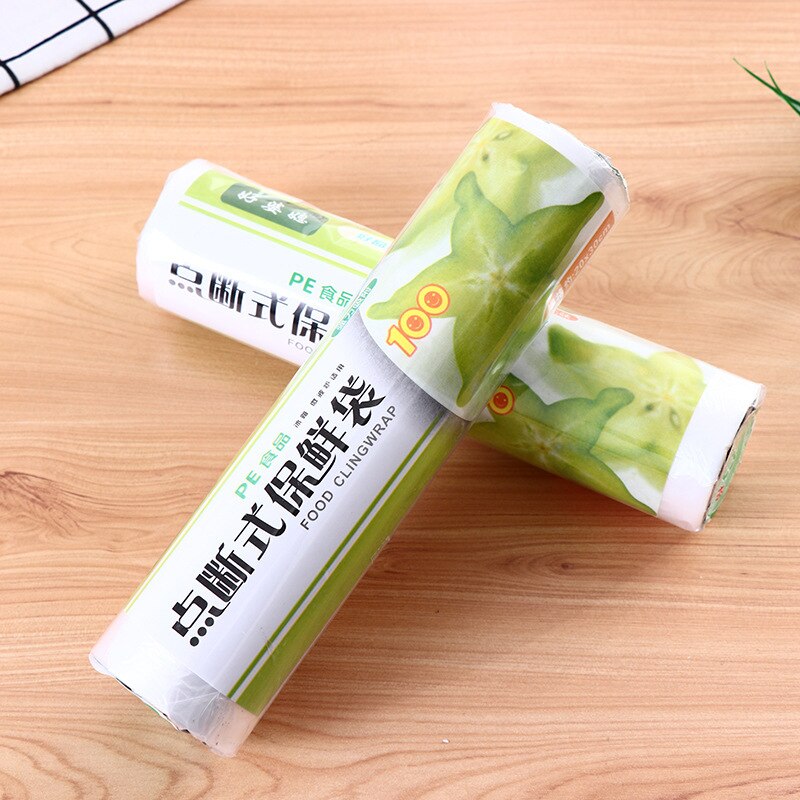 1 Roll 50Pcs Plastic Bags Disposable Wrap Kitchen Fresh Keeping Heat Sealer Food Saver Vacuum Fruit Storage Package Saran Wrap