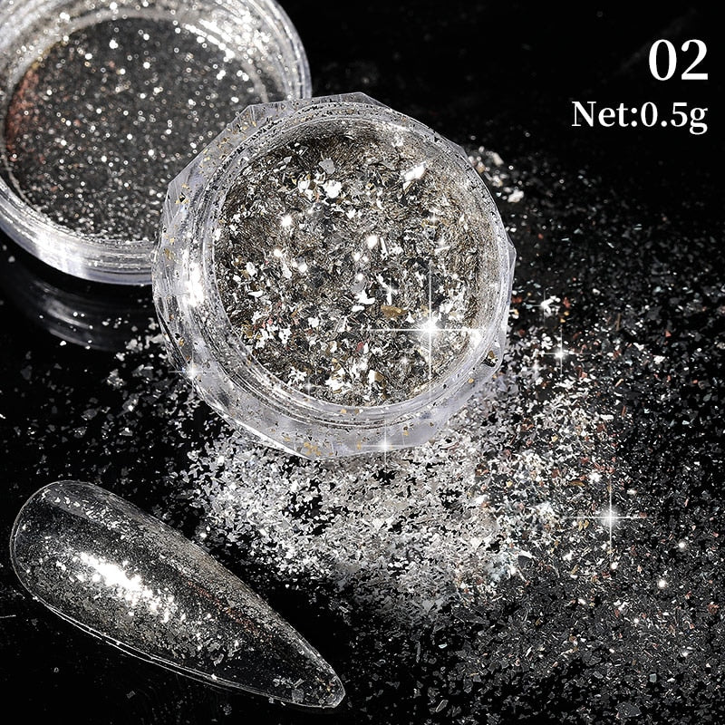 1Box Nail Mirror Glitter Powder Metallic Colorful Dust Metal Effect Nail Glitter Gold Nail Art UV Gel Polish Chrome Flakes Dust