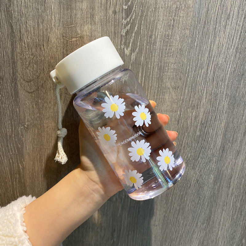 500ml Plastic Water Bottles for Girls Creative Frosted Drink Kawaii Sports Transparent Water Bottle with Portable Travel Tea Cup