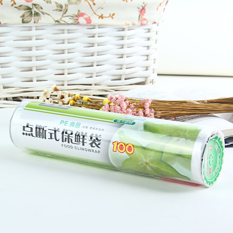 1 Roll 50Pcs Plastic Bags Disposable Wrap Kitchen Fresh Keeping Heat Sealer Food Saver Vacuum Fruit Storage Package Saran Wrap