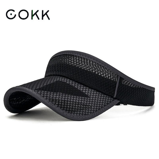 COKK Summer Sports Sun Hats Women Hat Men's Cap Adjustable Sun Visor Uv Protection Empty Top Tennis Running Sunscreen Mesh Brim