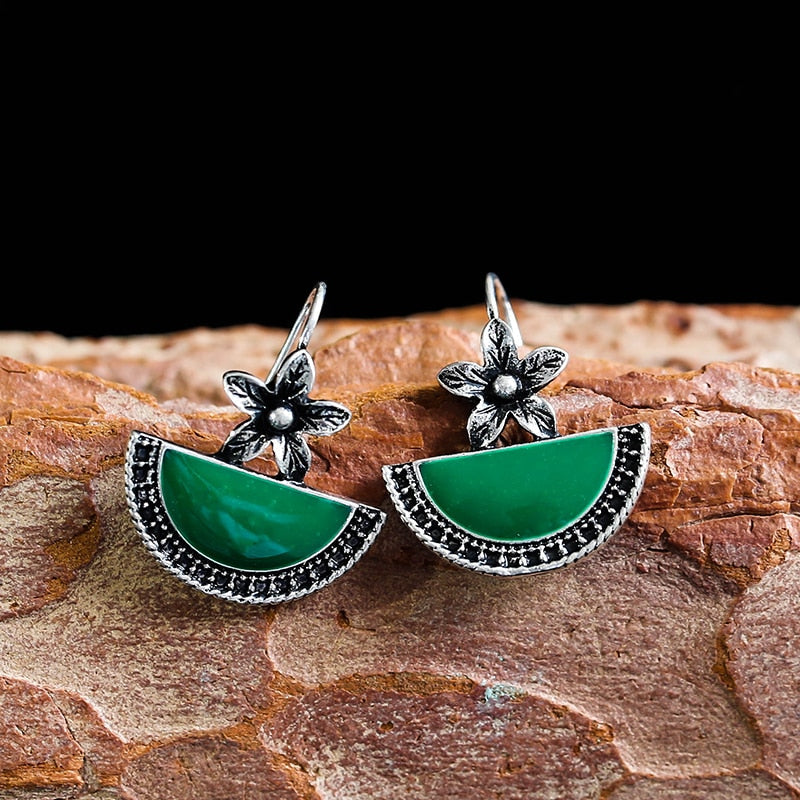 Vintage Ethnic Flower Drop Hanging Earring for Women Tredn Fashion Lovely Ear Pendant Dangle Earrings Jewelry Accessories