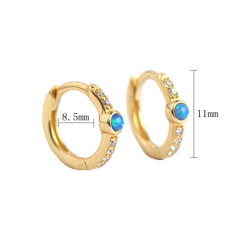 2022 Trend Blue Turquoises Series Hoop Earrings 925 Sterling Silver Ear Needle Small Earrings For Women Delicate Jewelry Pendant