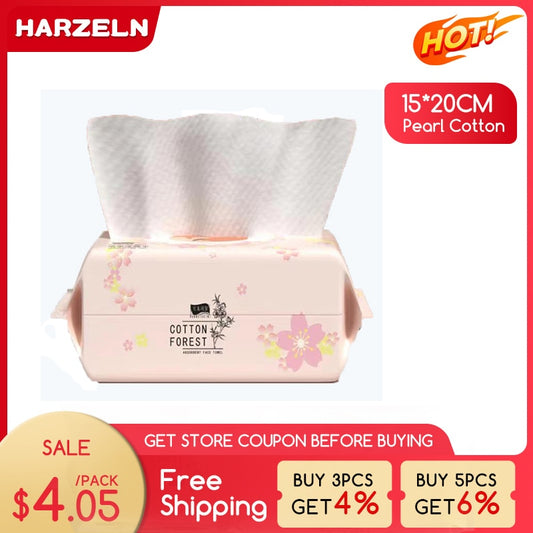 100 Count Disposable Face Towel Cotton Tissue Soft Thick Dry Wipe Reusable Makeup Remover Pads Facial Cleansing Tissue
