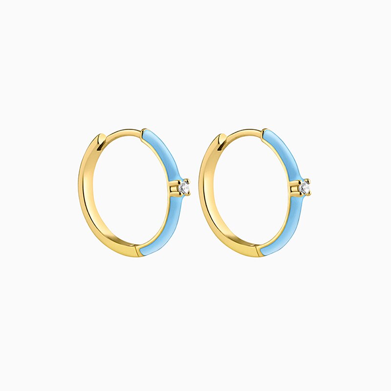 2022 Trend Blue Turquoises Series Hoop Earrings 925 Sterling Silver Ear Needle Small Earrings For Women Delicate Jewelry Pendant