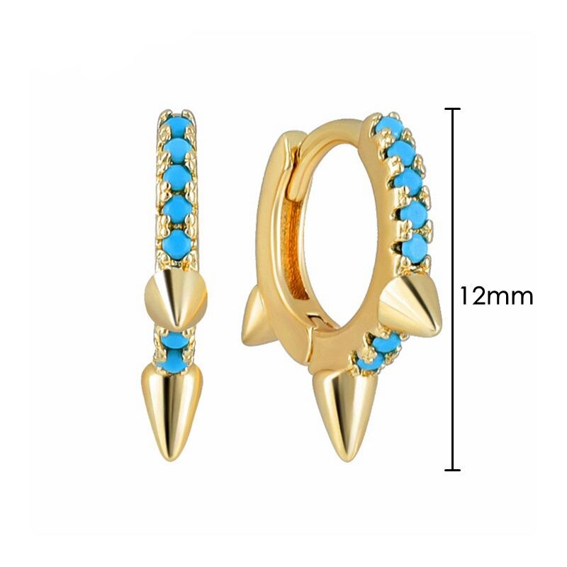 2022 Trend Blue Turquoises Series Hoop Earrings 925 Sterling Silver Ear Needle Small Earrings For Women Delicate Jewelry Pendant