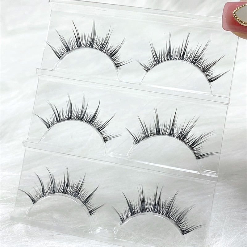 NEW Wholesale Mink Eyelashes 3pair lashes invisible band mink lashes reusable false eyelashes Makeup in Bulk
