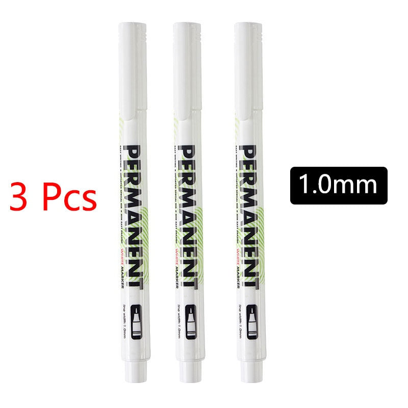 White Marker Pens set 2.0mm Oily Waterproof White Gel Pen DIY Graffiti Sketching Marker Stationery Writing School Supplies brush
