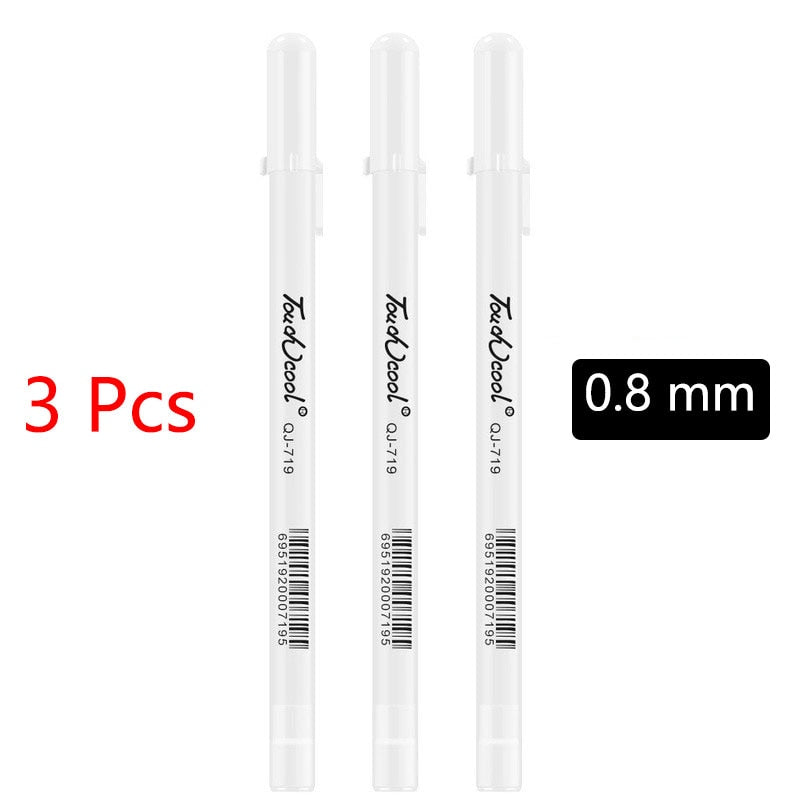 White Marker Pens set 2.0mm Oily Waterproof White Gel Pen DIY Graffiti Sketching Marker Stationery Writing School Supplies brush