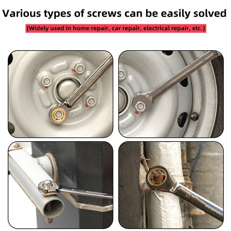 Two-way fast plum ratchet wrench industrial-grade small opening dual-purpose wrench hardware tool auto repair universal wrench